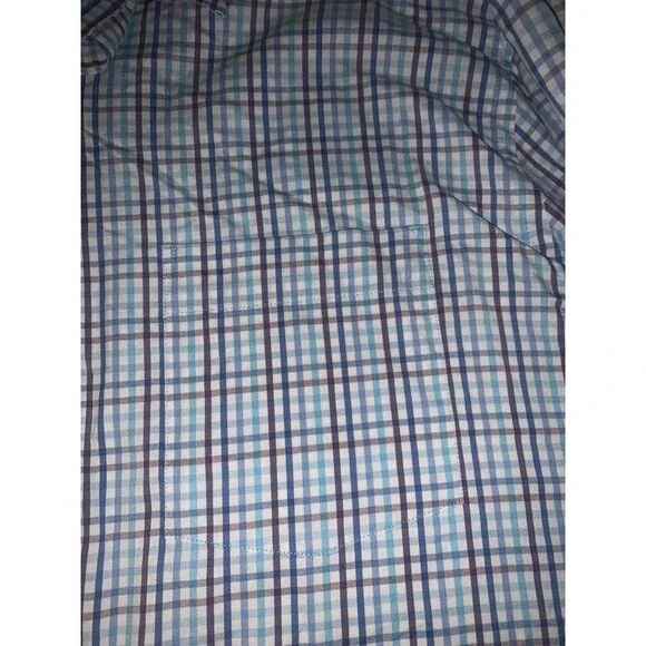 PETER MILLAR Men Size M Blue Multicolored Plaid Cotton Stretch Button-Up Shirt - Picture 4 of 8